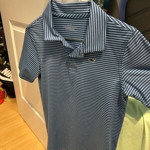 Vineyard Vines Navy and White Striped Polo